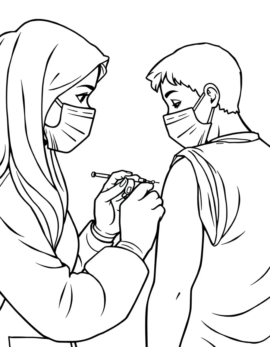 A healthcare worker administering a vaccine to a patient