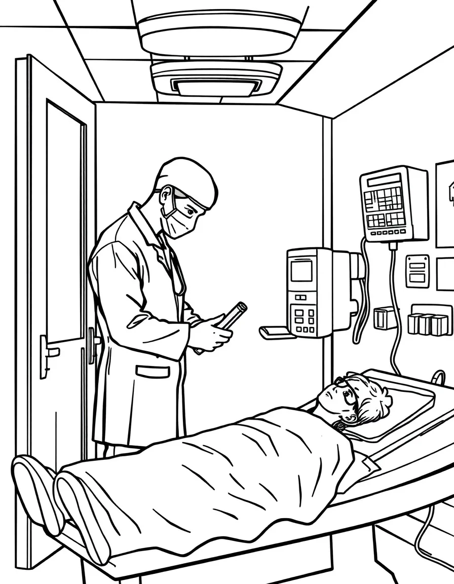 An emergency room doctor treating a patient
