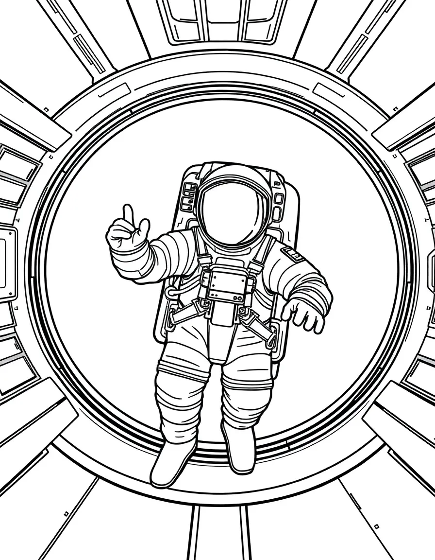 An astronaut training in a zero-gravity simulator