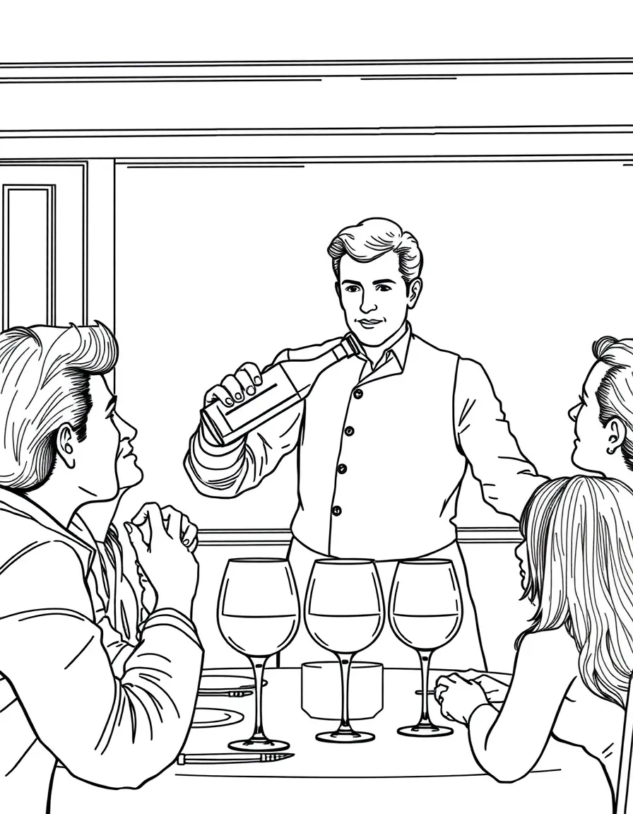 A sommelier presenting a wine bottle to restaurant guests