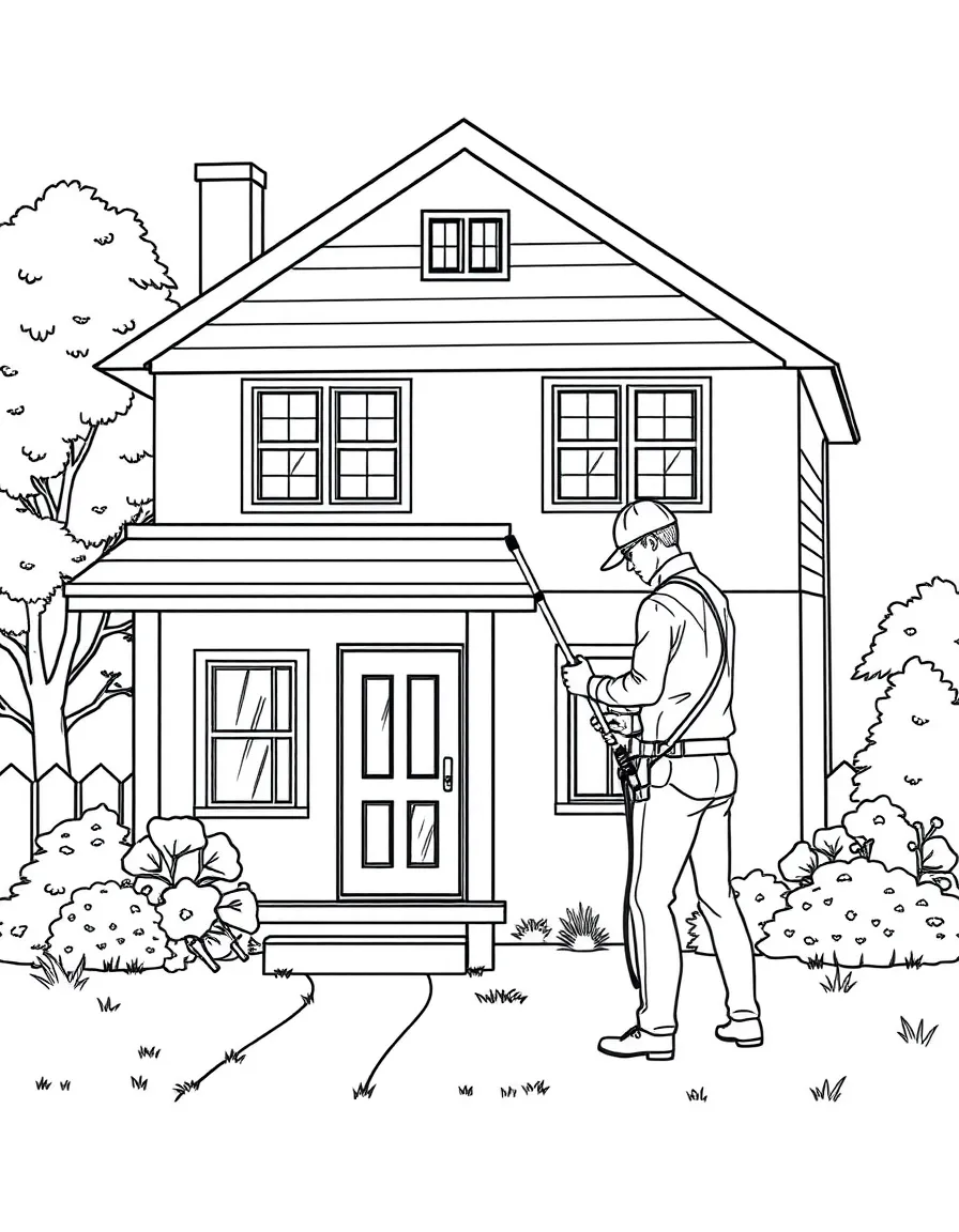 A home inspector checking a house for problems