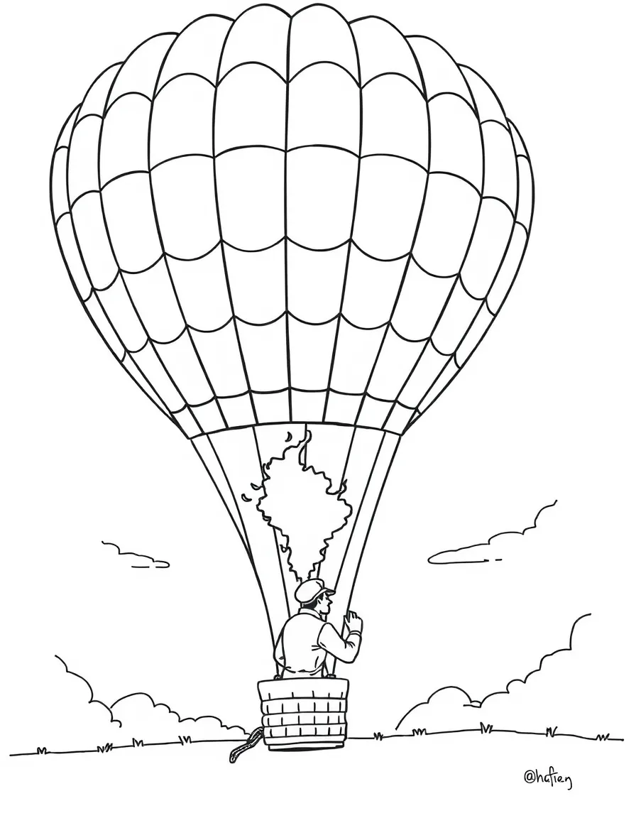 A hot air balloon pilot firing the burners