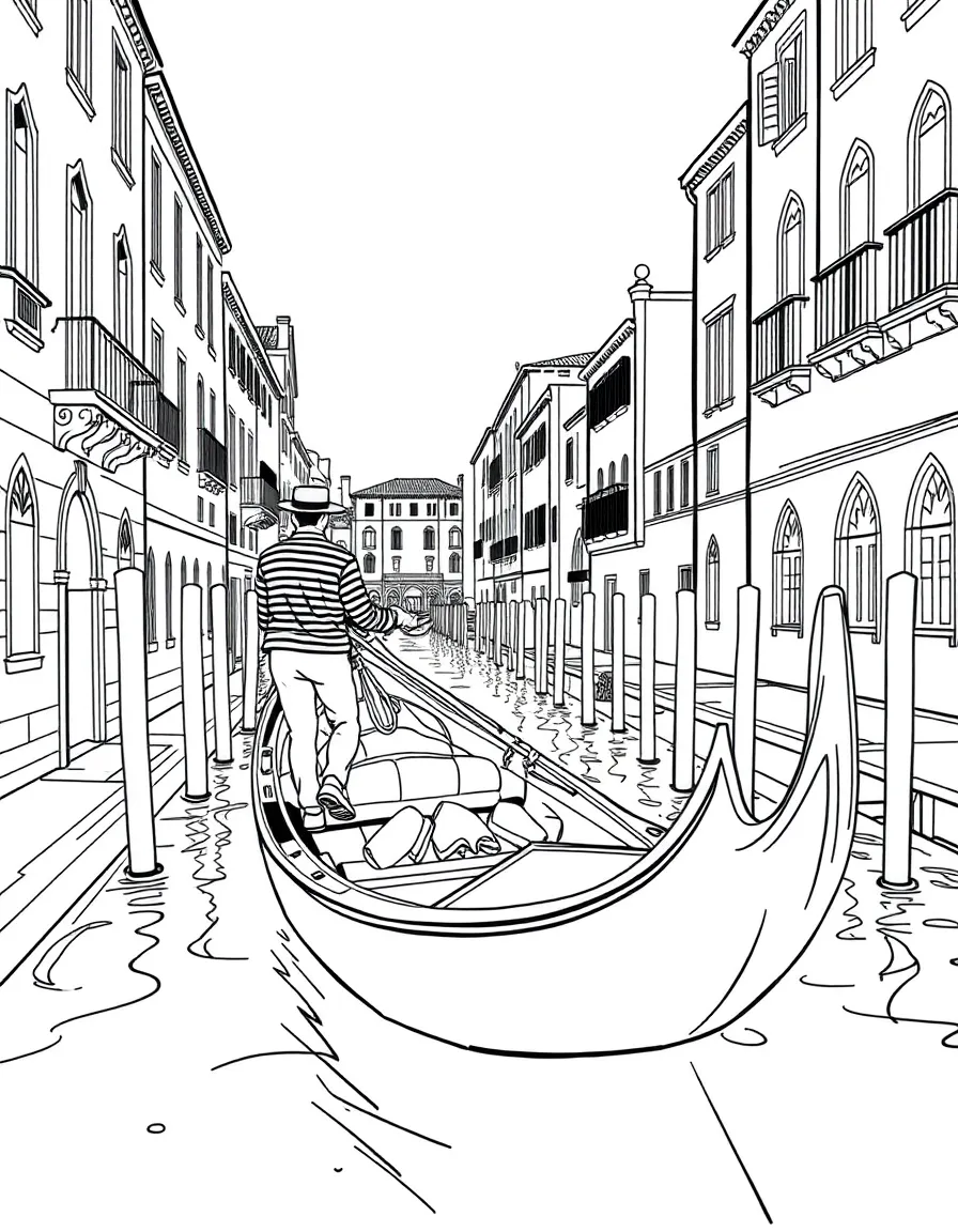 A gondolier steering a gondola through Venice canals
