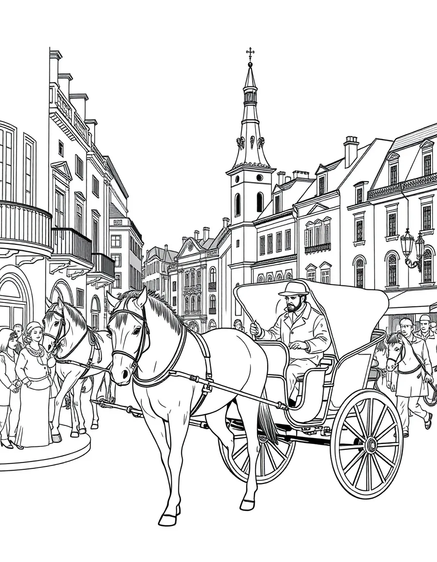 A horse-drawn carriage driver in a historic city