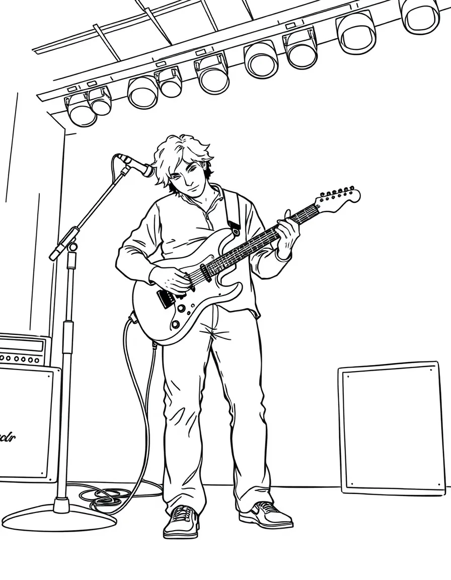 A musician playing a guitar on stage