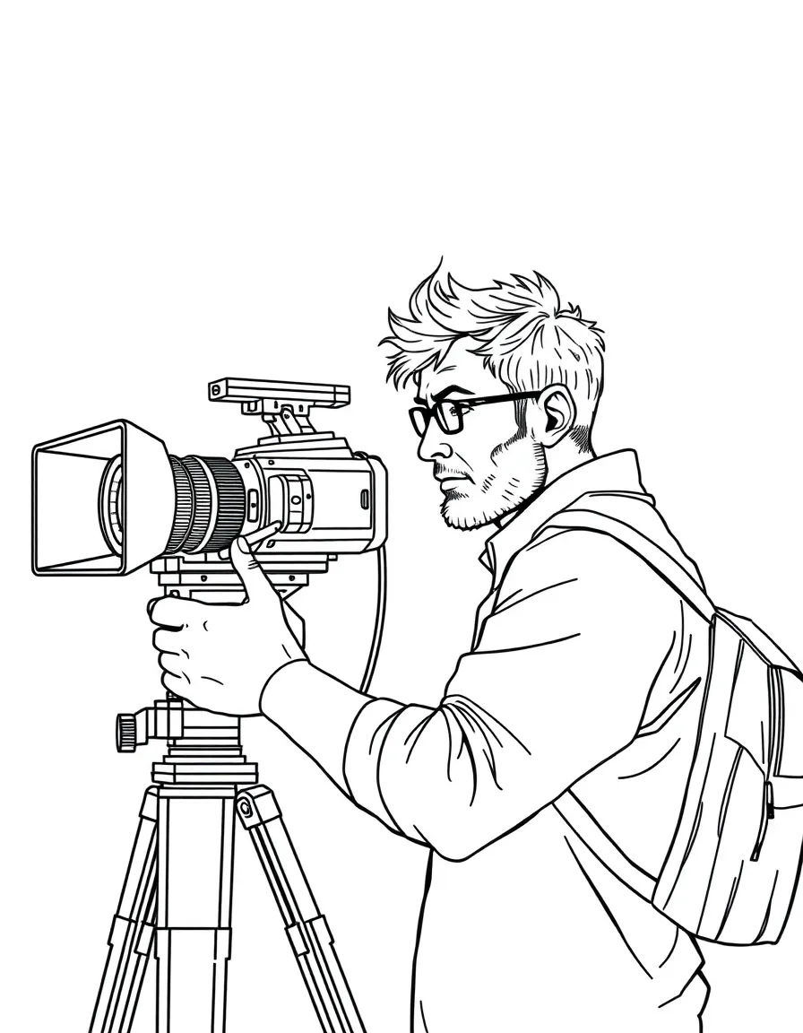 A film director behind a camera