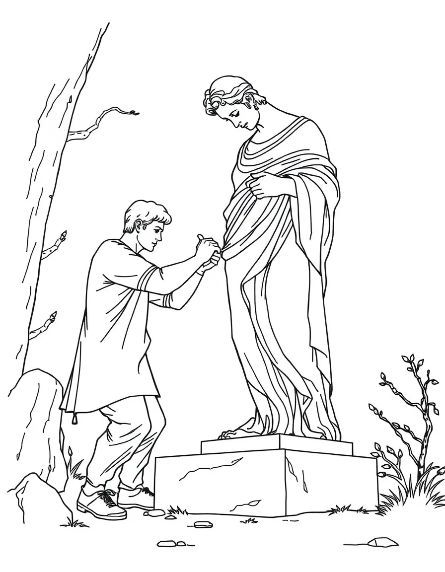 A sculptor carving a statue from stone