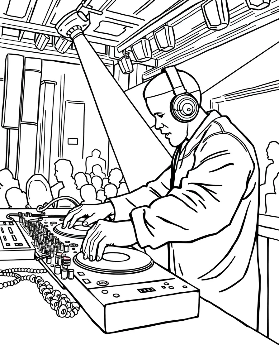 A disc jockey mixing music at a nightclub