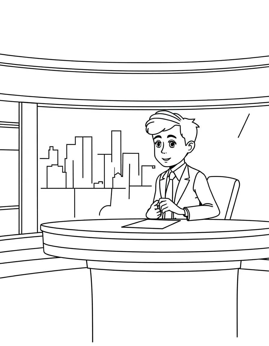 A news anchor reporting at a desk