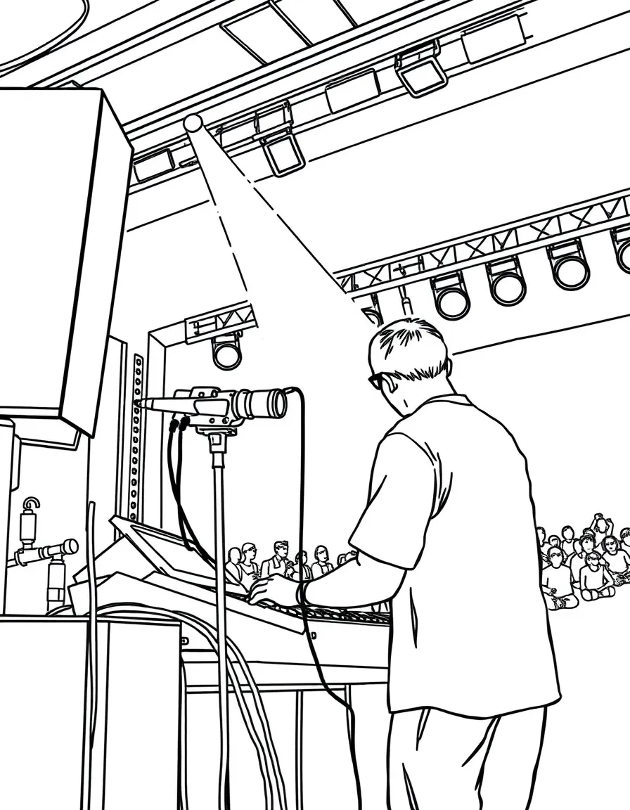 A sound engineer adjusting equipment at a concert