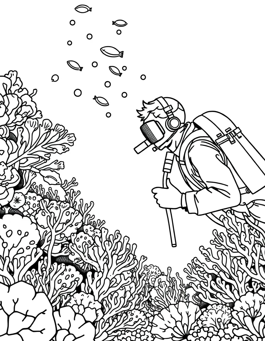 A marine biologist studying coral reefs underwater