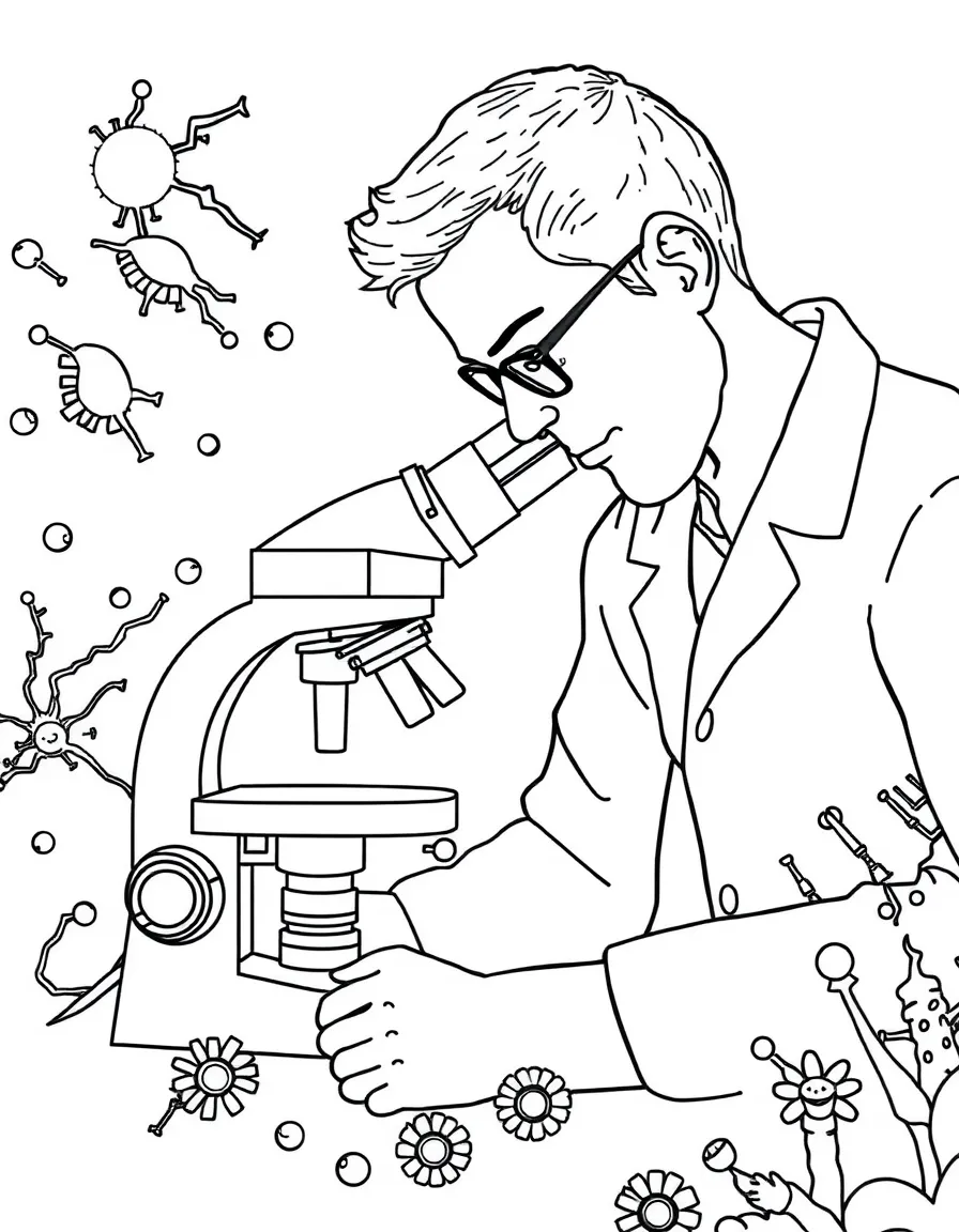 A microbiologist examining bacteria under a microscope
