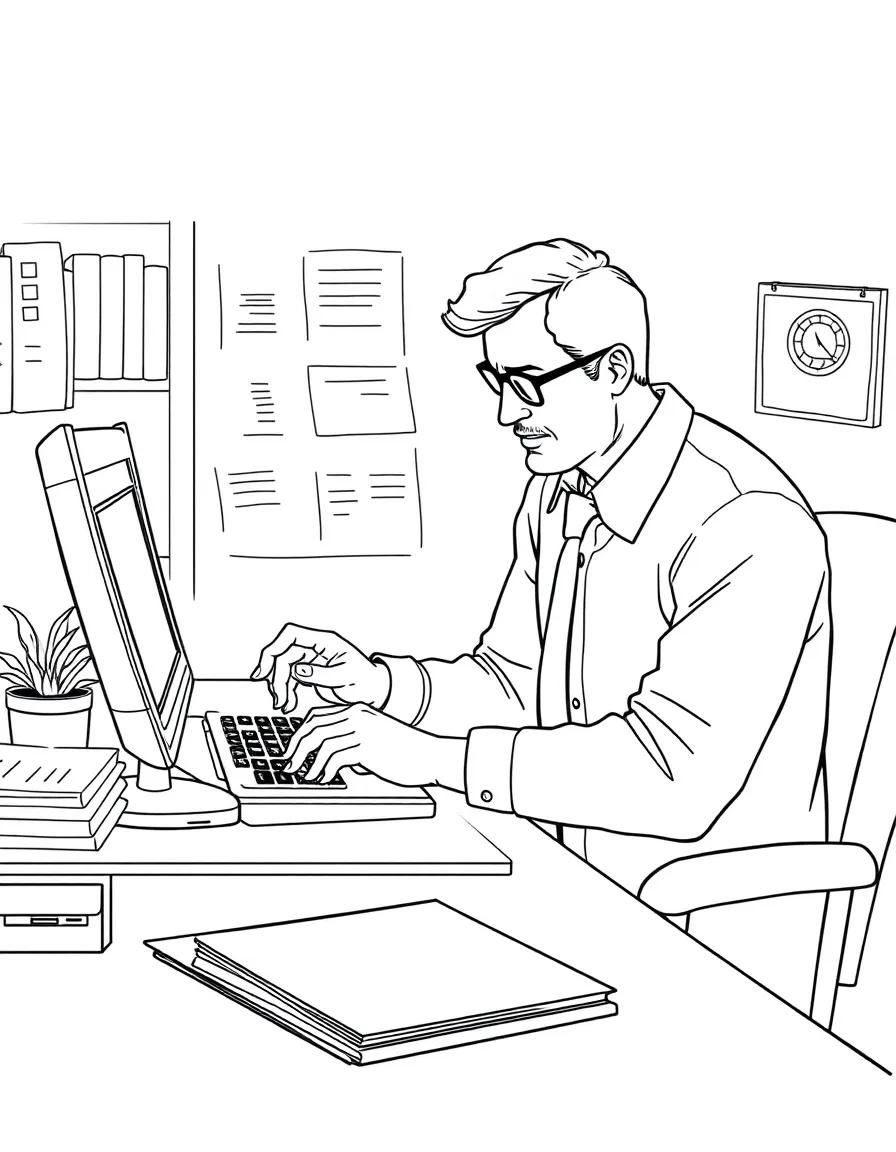 An accountant calculating taxes at a desk