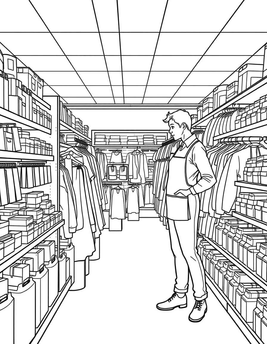 A store manager arranging merchandise displays