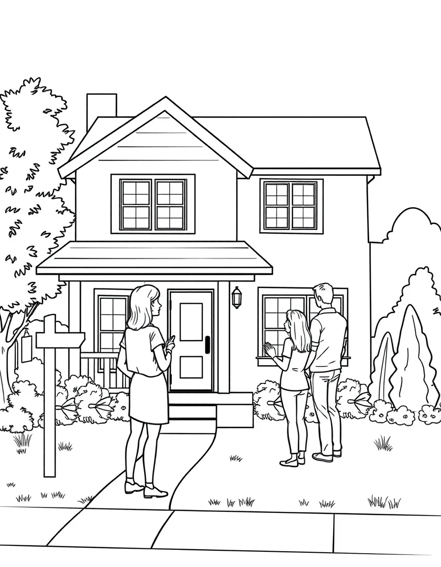A real estate agent showing a house to buyers