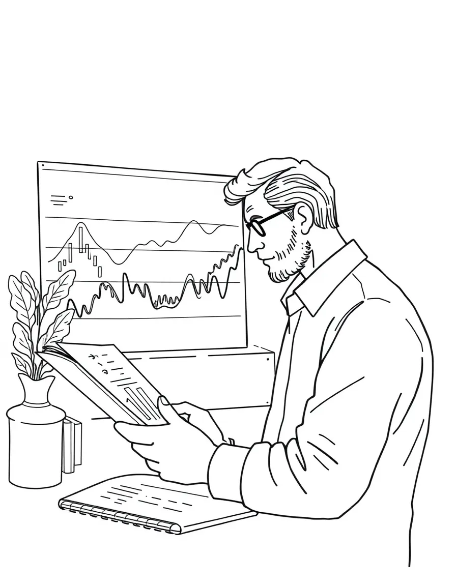 An economist analyzing data charts