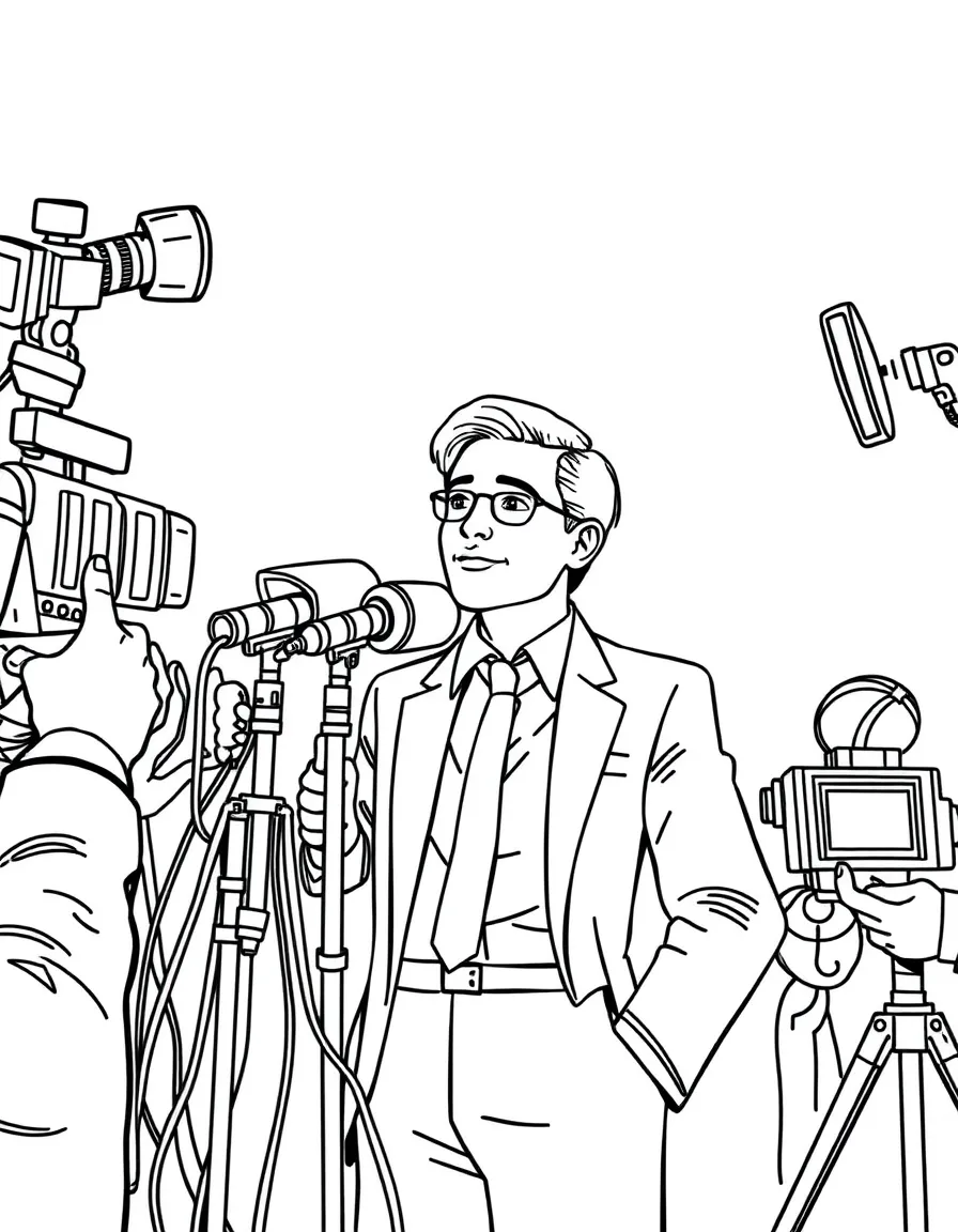A public relations specialist at a press conference
