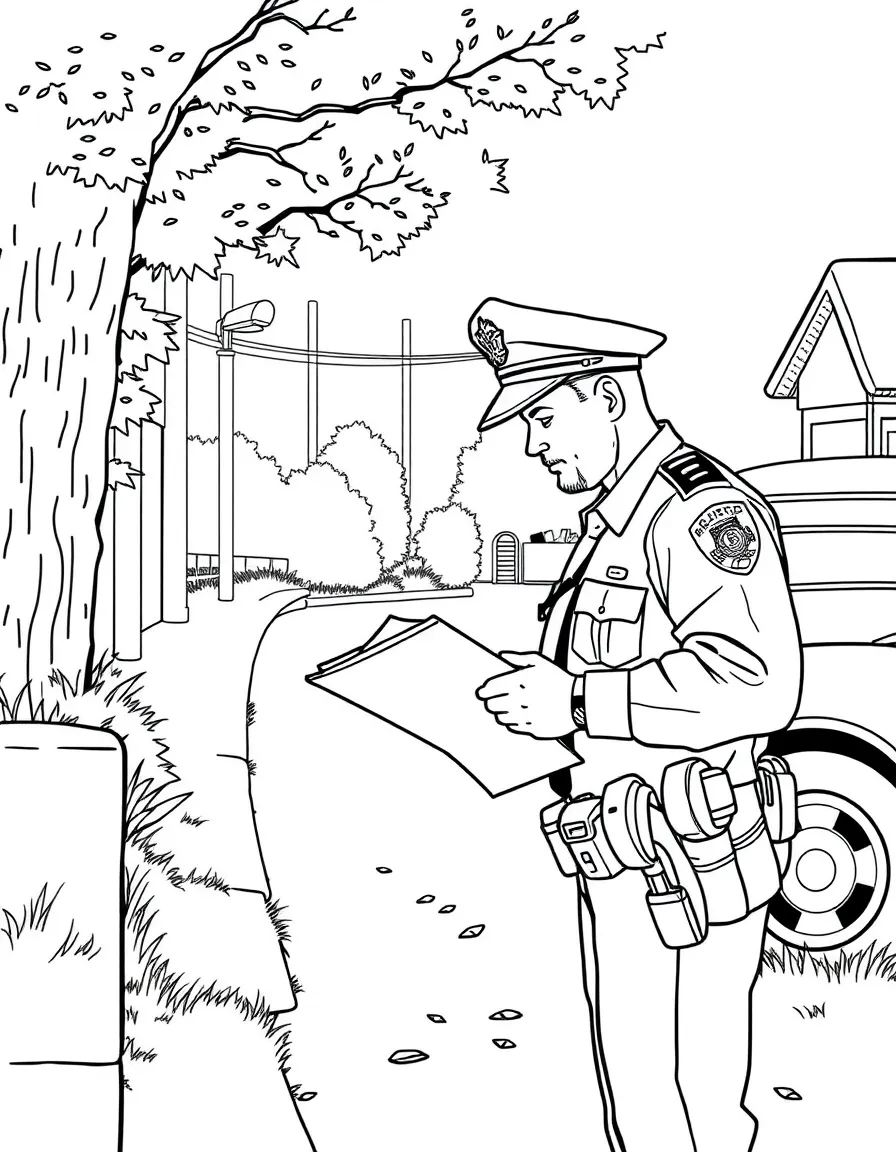 A police officer taking notes at a scene