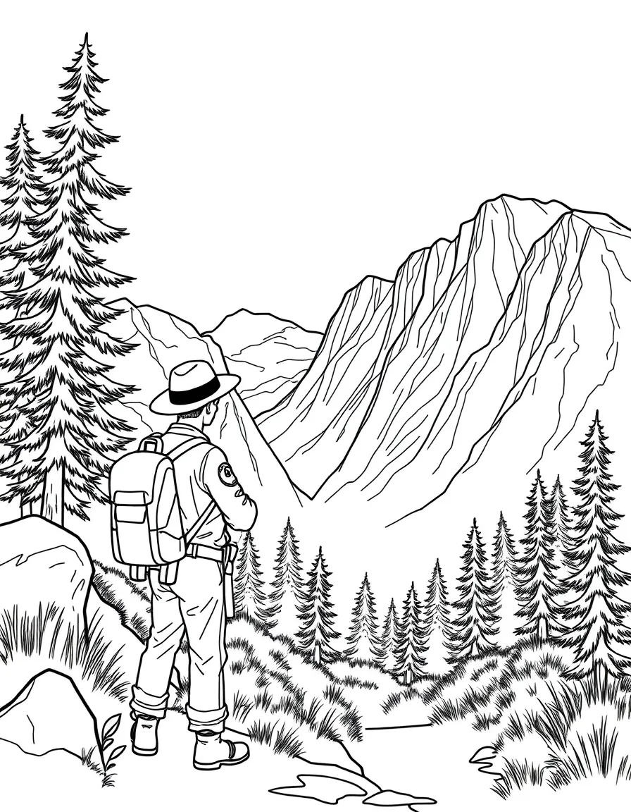 A park ranger leading a tour through a national park