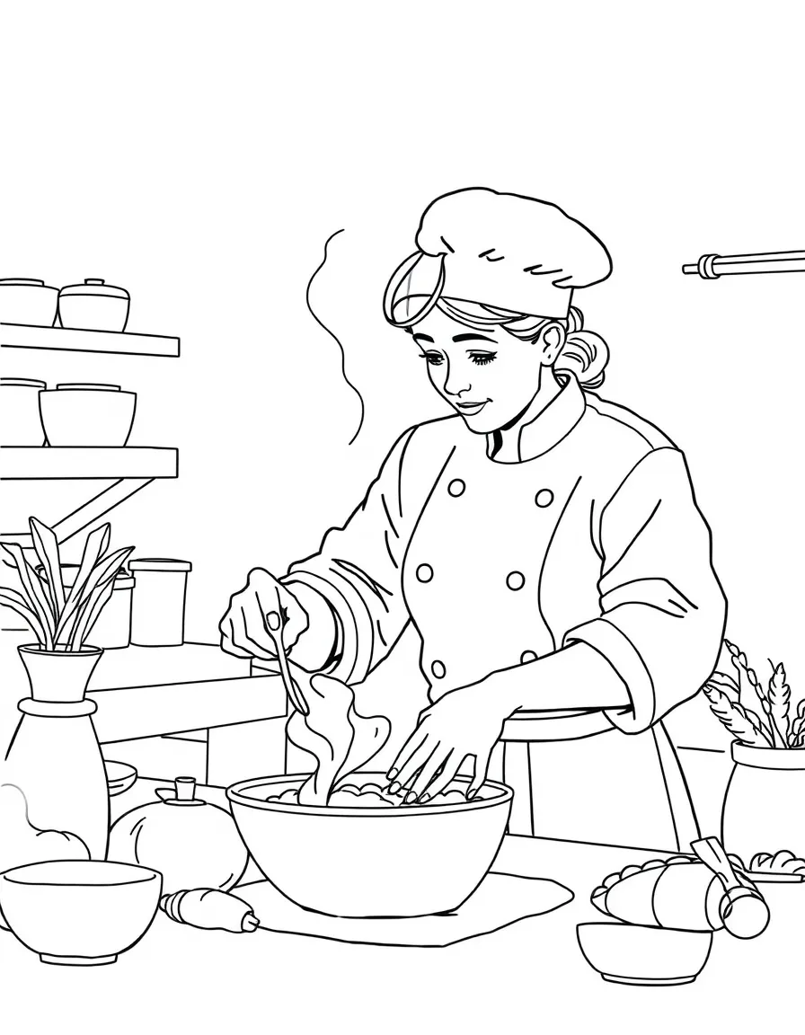 A culinary arts teacher demonstrating cooking techniques