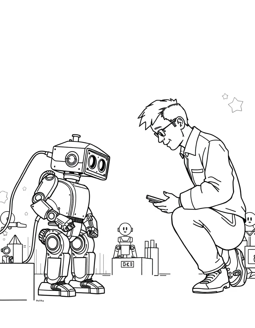 A robotics coach overseeing a student competition