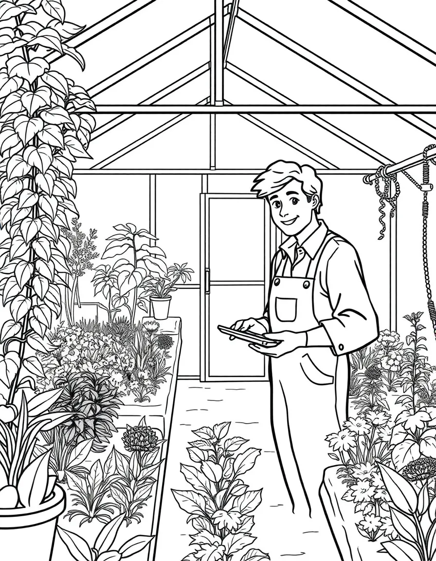 A agricultural education teacher in a school greenhouse
