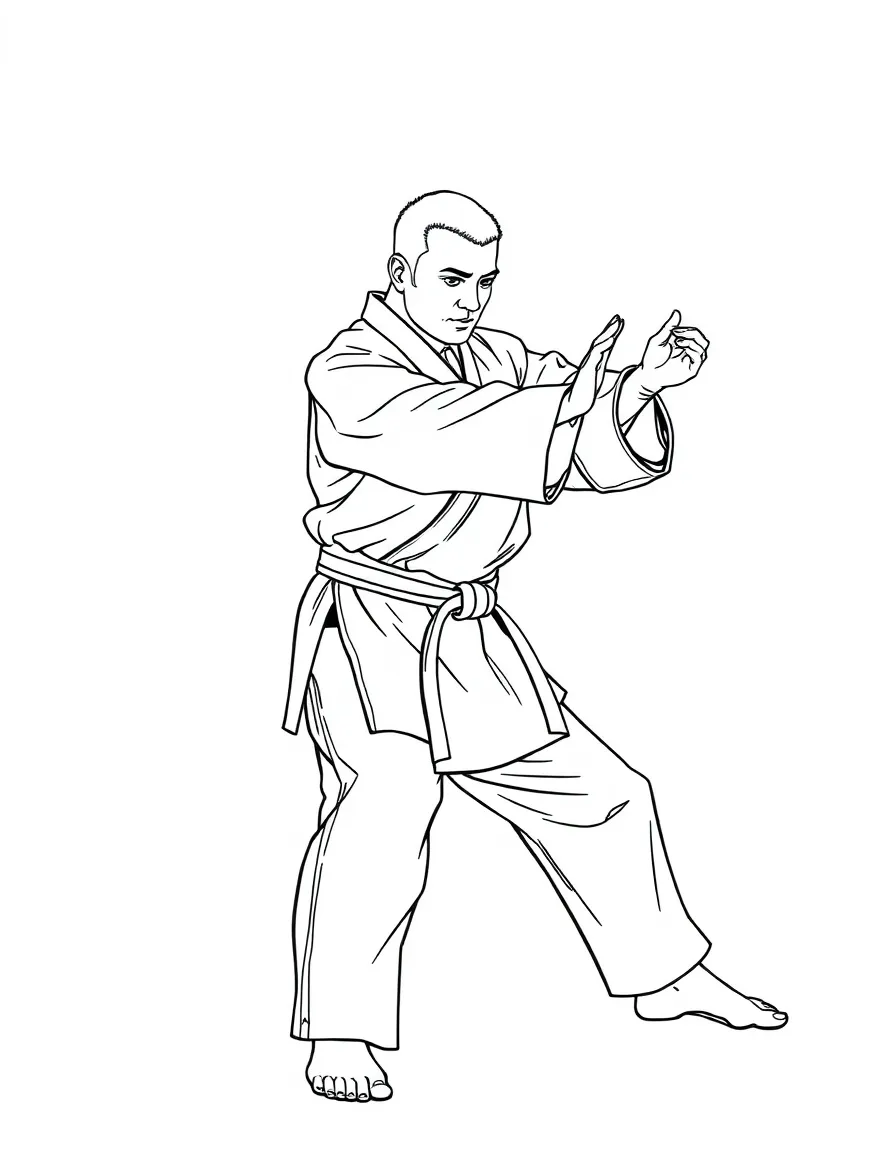 A martial arts instructor demonstrating a technique