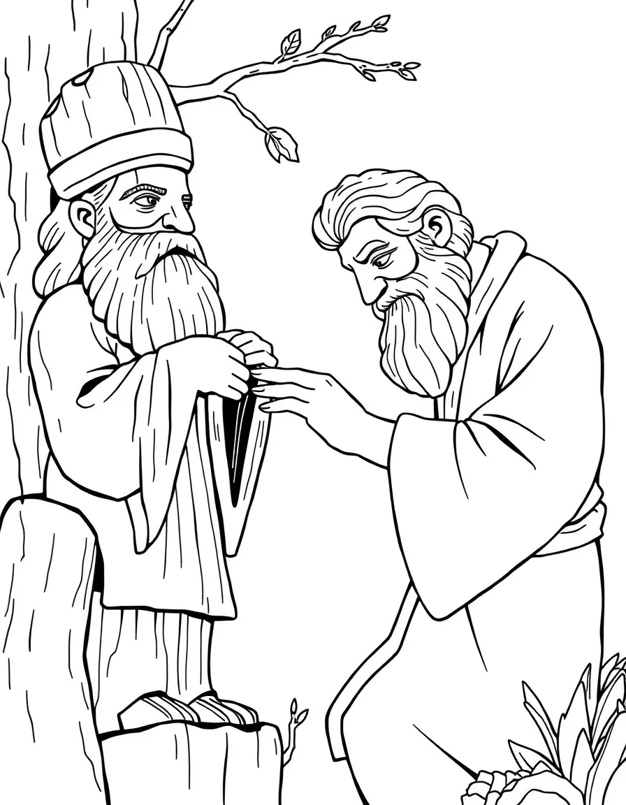A woodcarver detailing a wooden statue