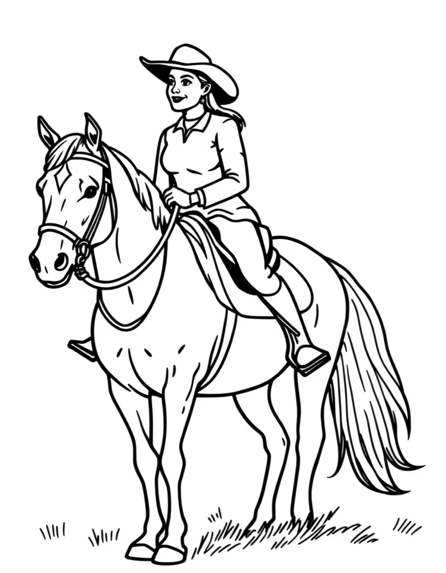 A horseback riding instructor leading a lesson