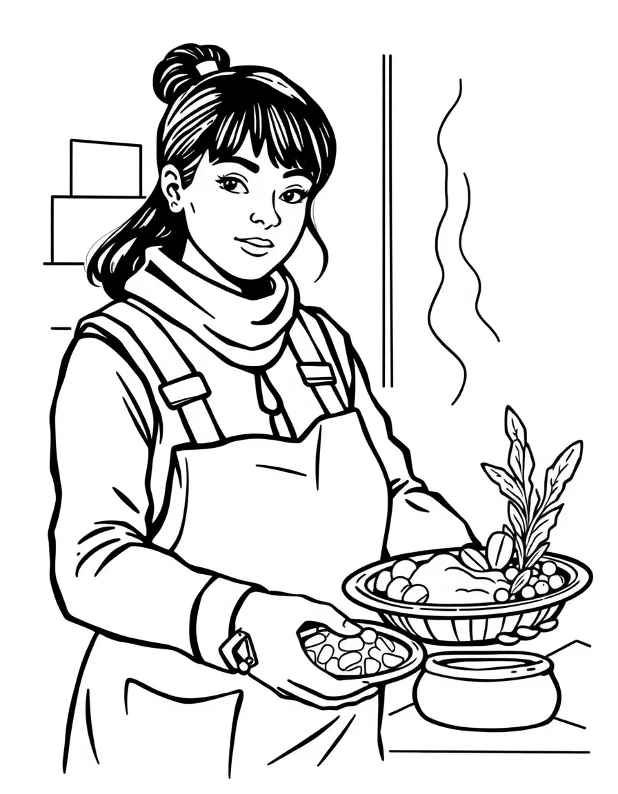 A homeless shelter coordinator serving meals