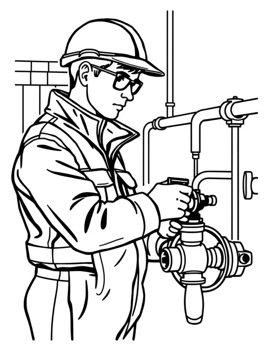A water treatment plant operator checking water quality