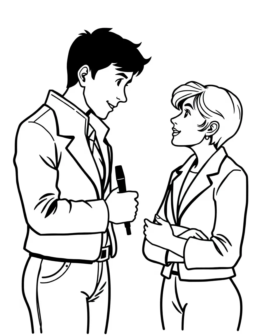 A news reporter interviewing someone with a microphone