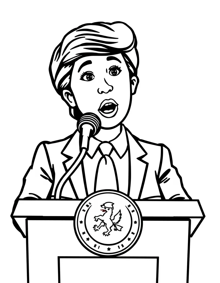 A press secretary speaking at a podium