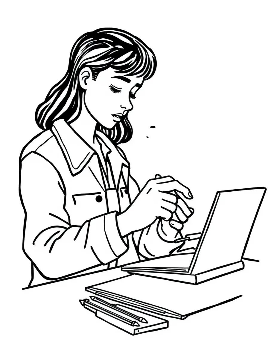 A closed caption writer typing dialogue