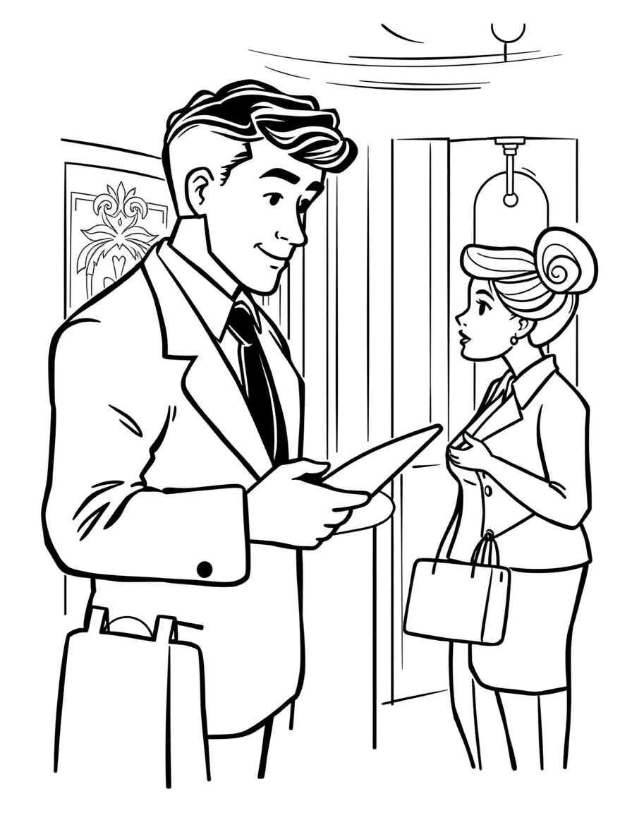 A hotel concierge giving directions to guests