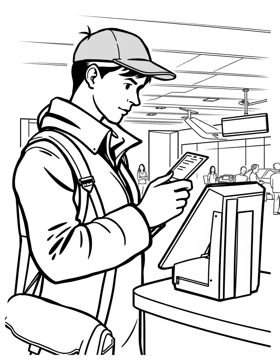 A ticket agent checking boarding passes at an airport