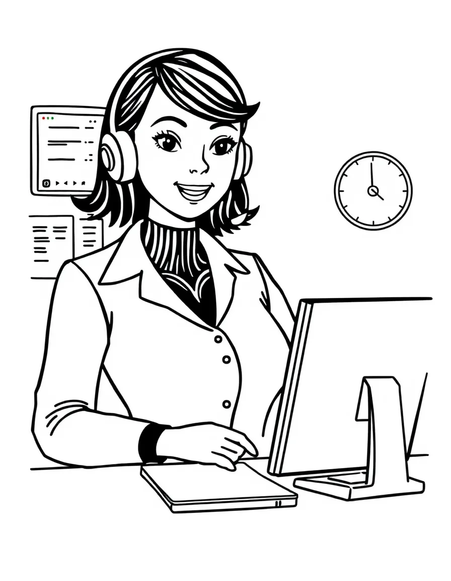 A customer service representative at a help desk