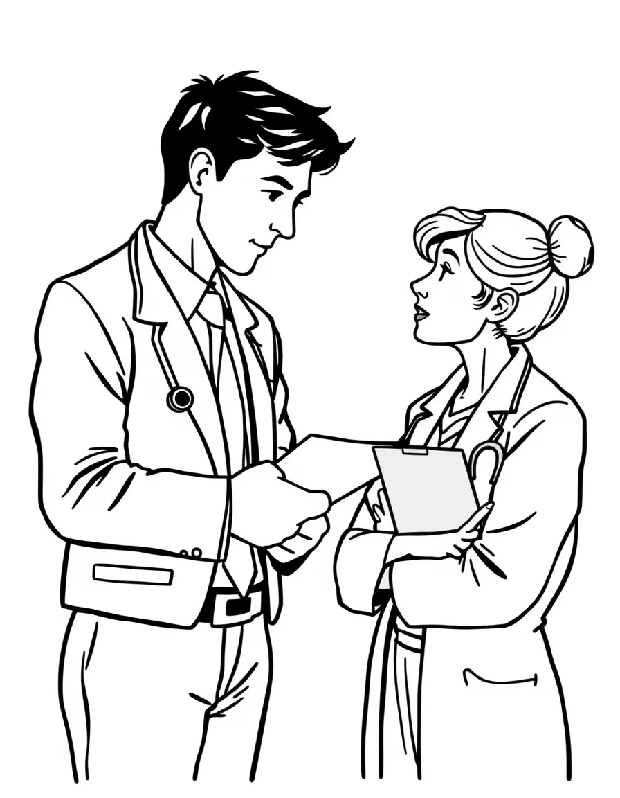 A pharmaceutical sales rep meeting with a doctor