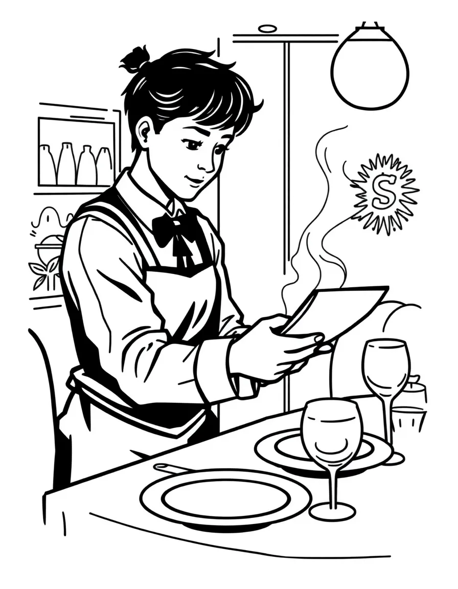 A waitstaff taking an order at a restaurant table
