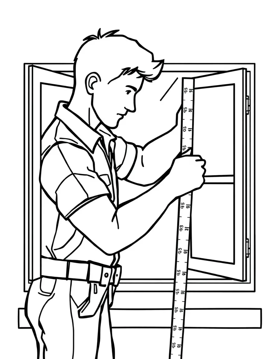 A window installer measuring for new windows