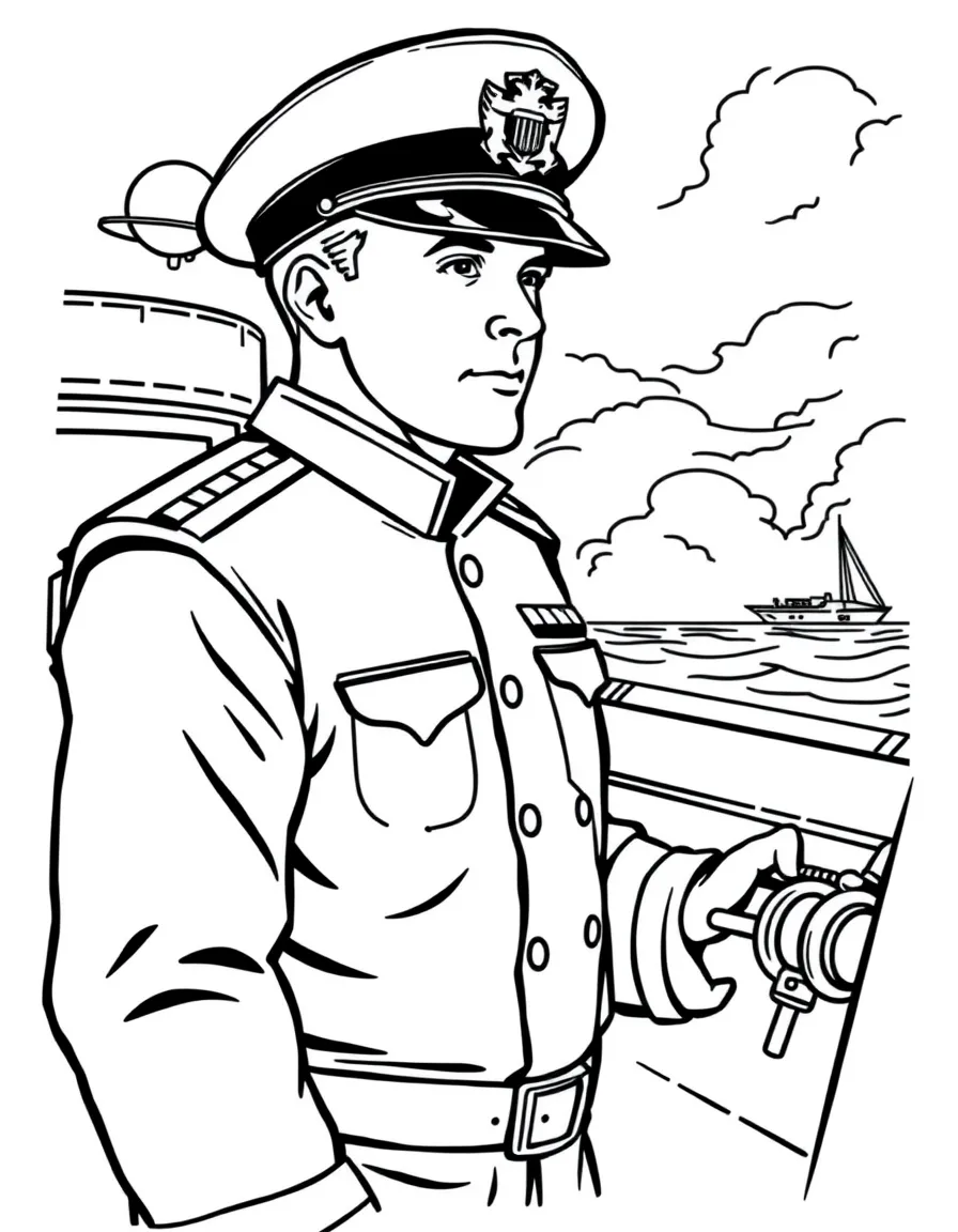 A naval officer on the bridge of a ship