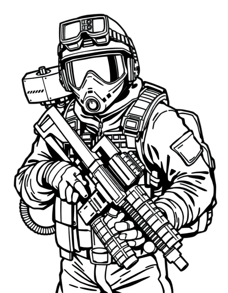 A bomb disposal expert with specialized equipment