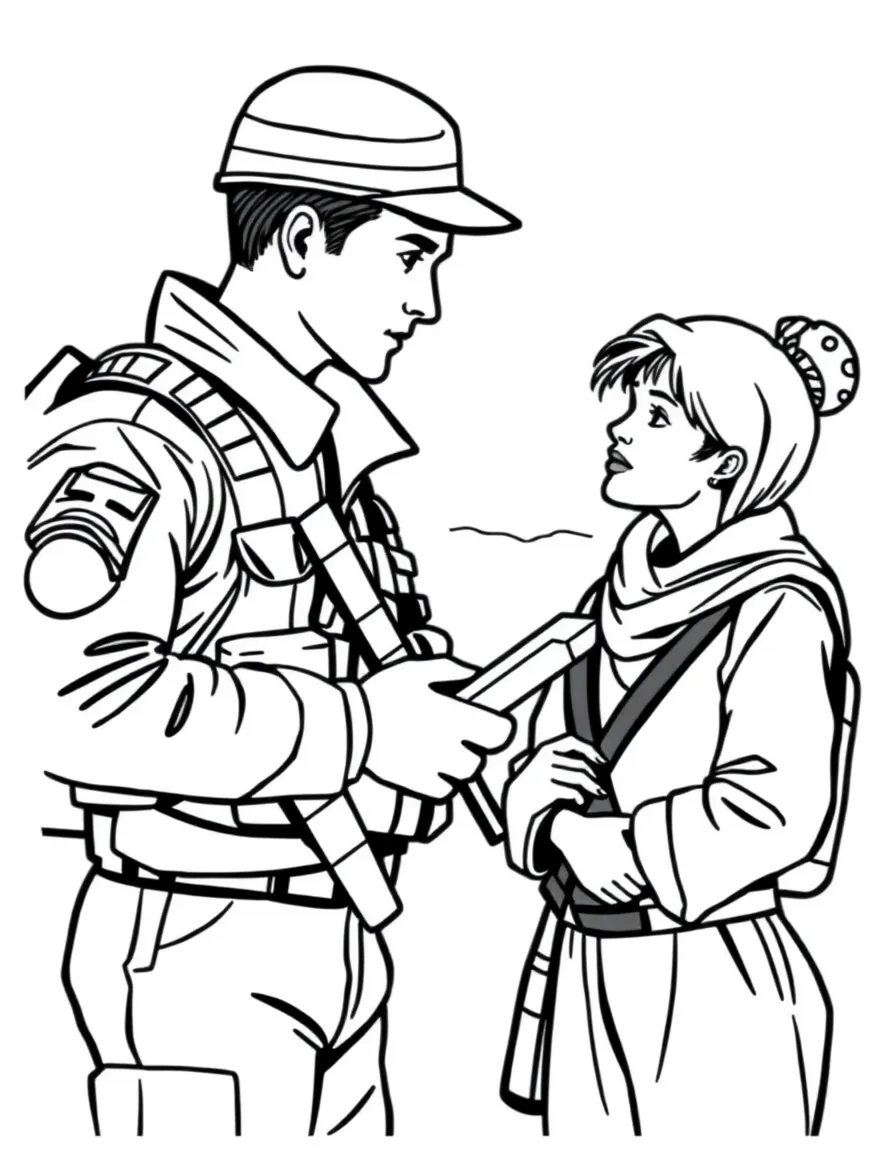A military translator communicating with local civilians