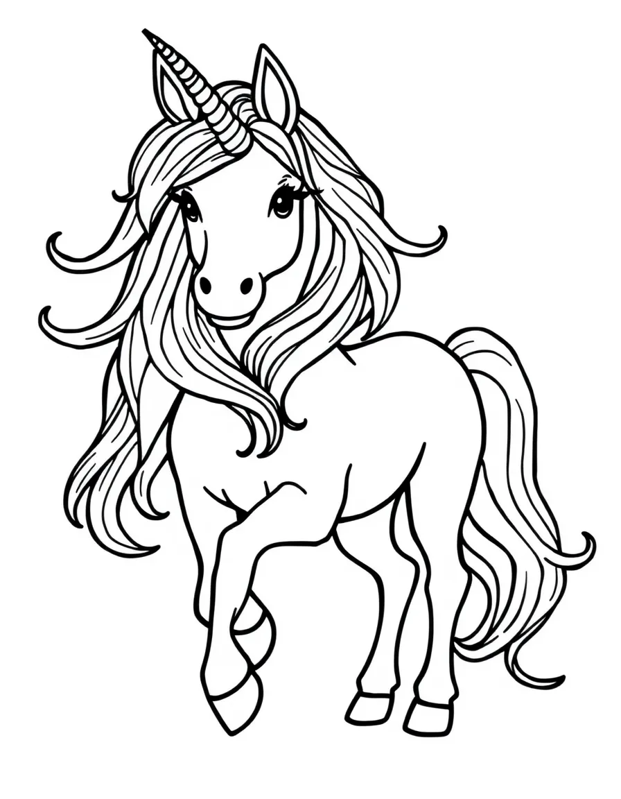 Unicorn with a flowing mane and tail