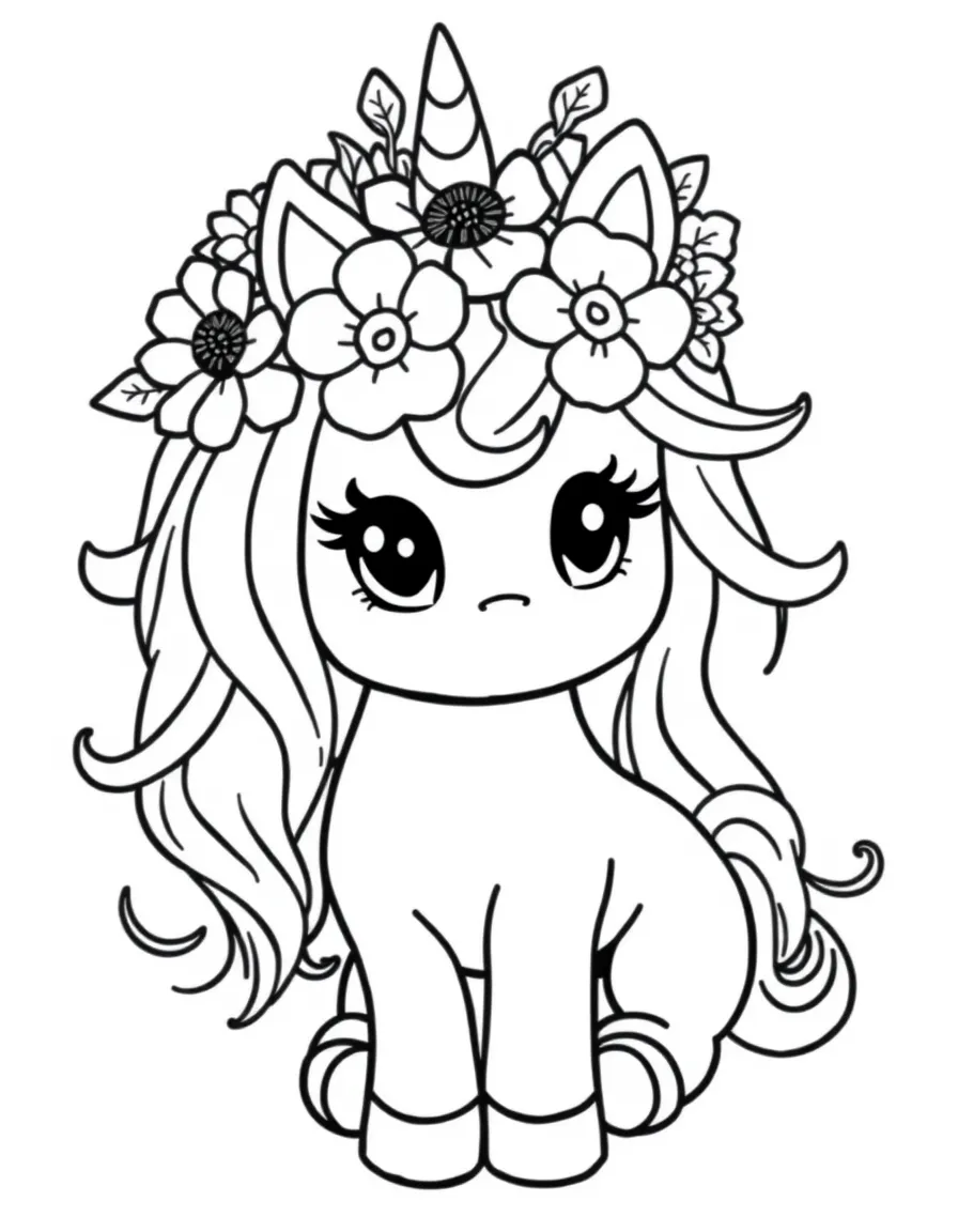 Baby unicorn with a flower crown