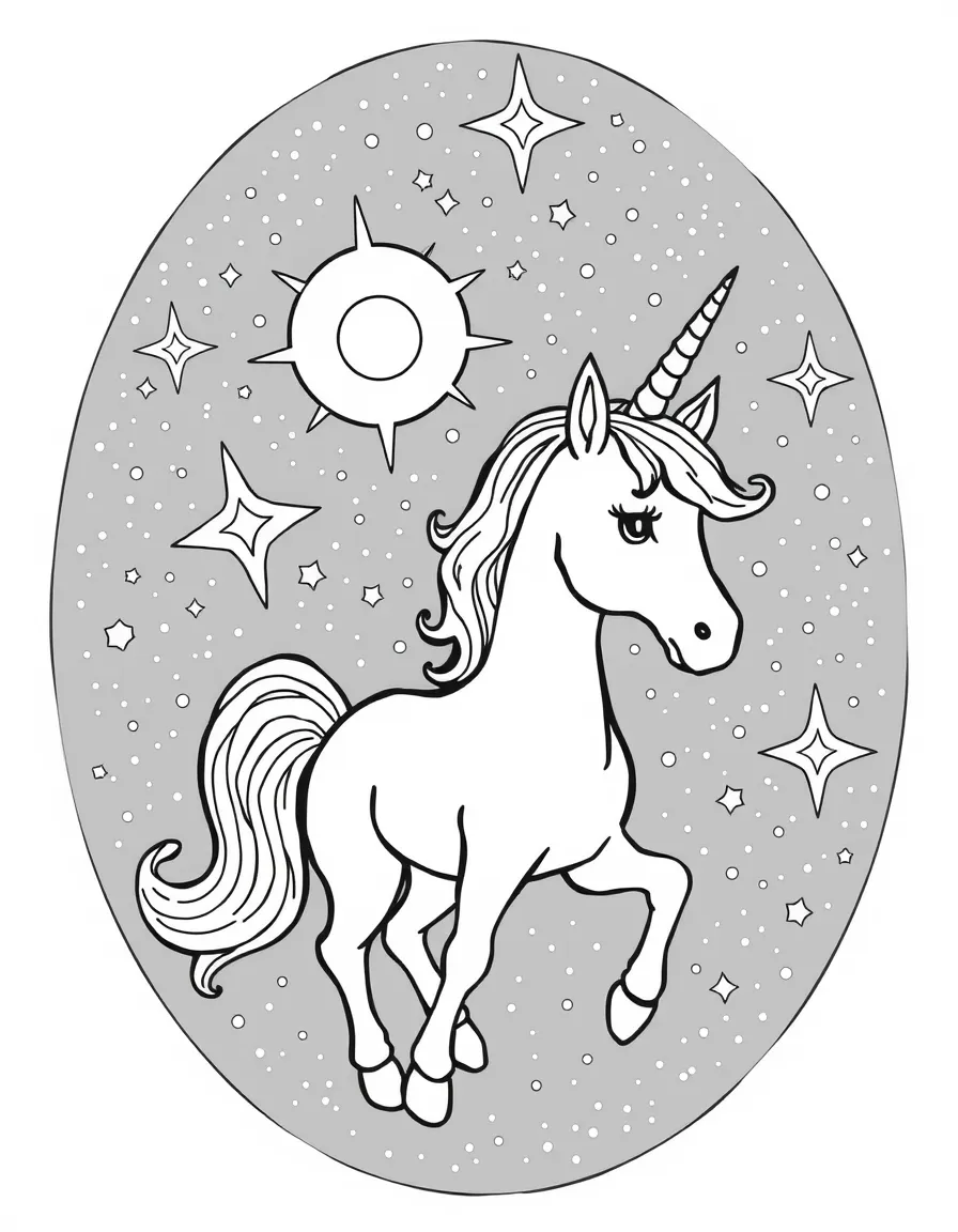 Unicorn in a starlit galaxy