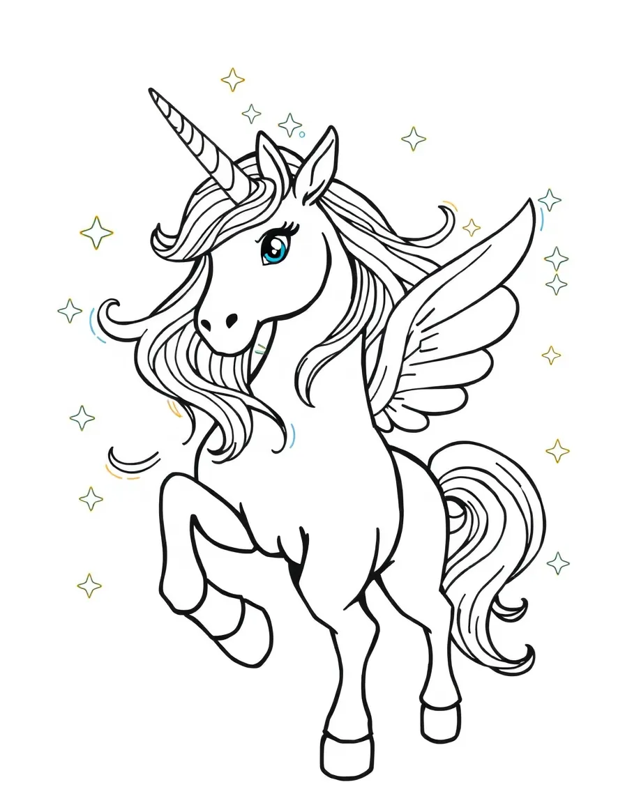 Unicorn with magical powers glowing