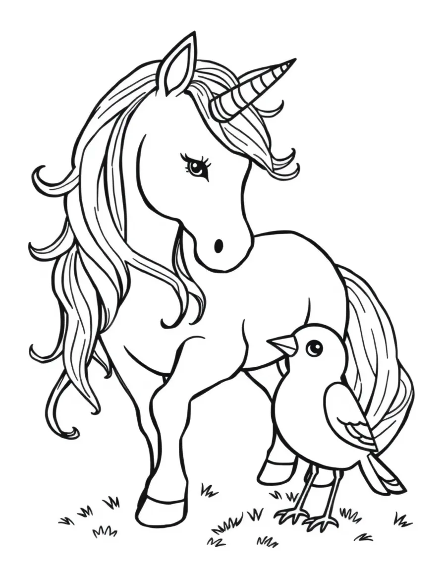 Unicorn helping a lost bird