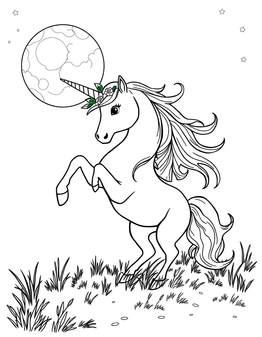 Unicorn dancing in the moonlight