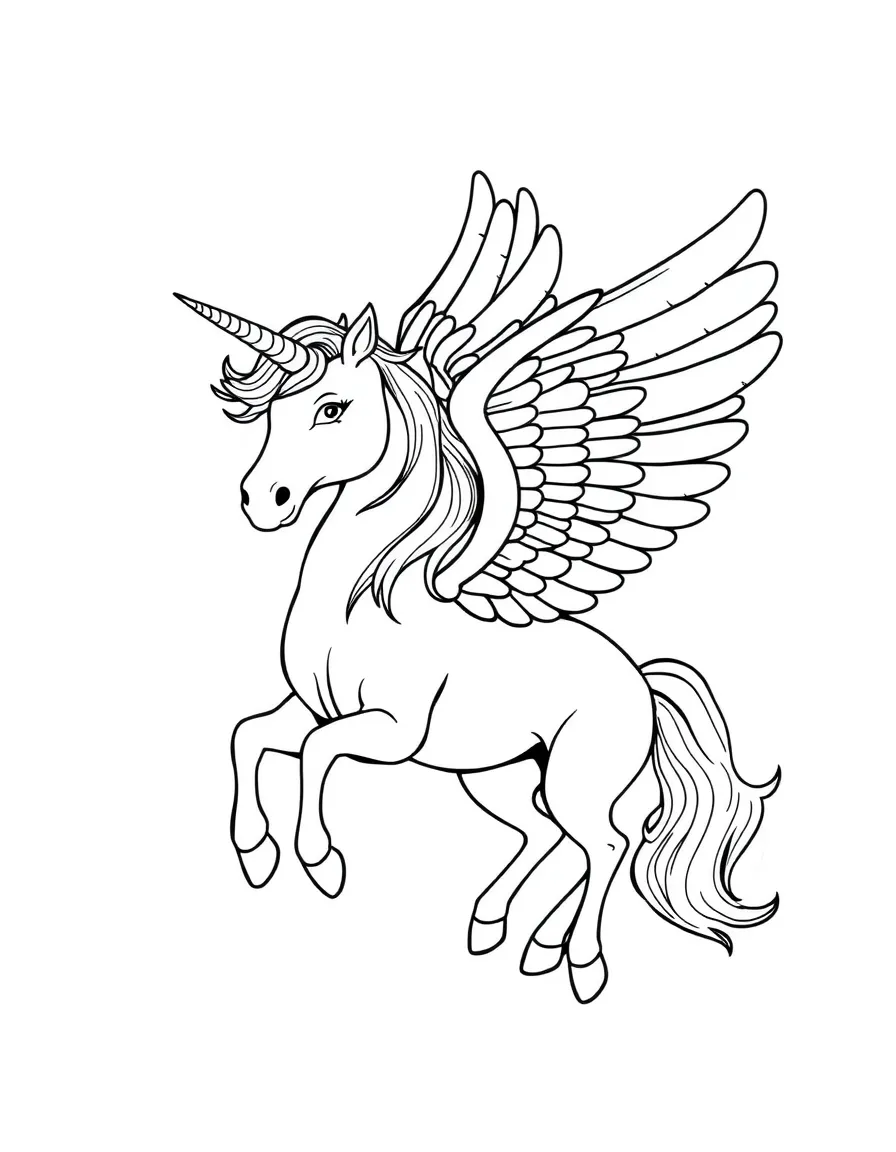 Winged unicorn (alicorn) soaring